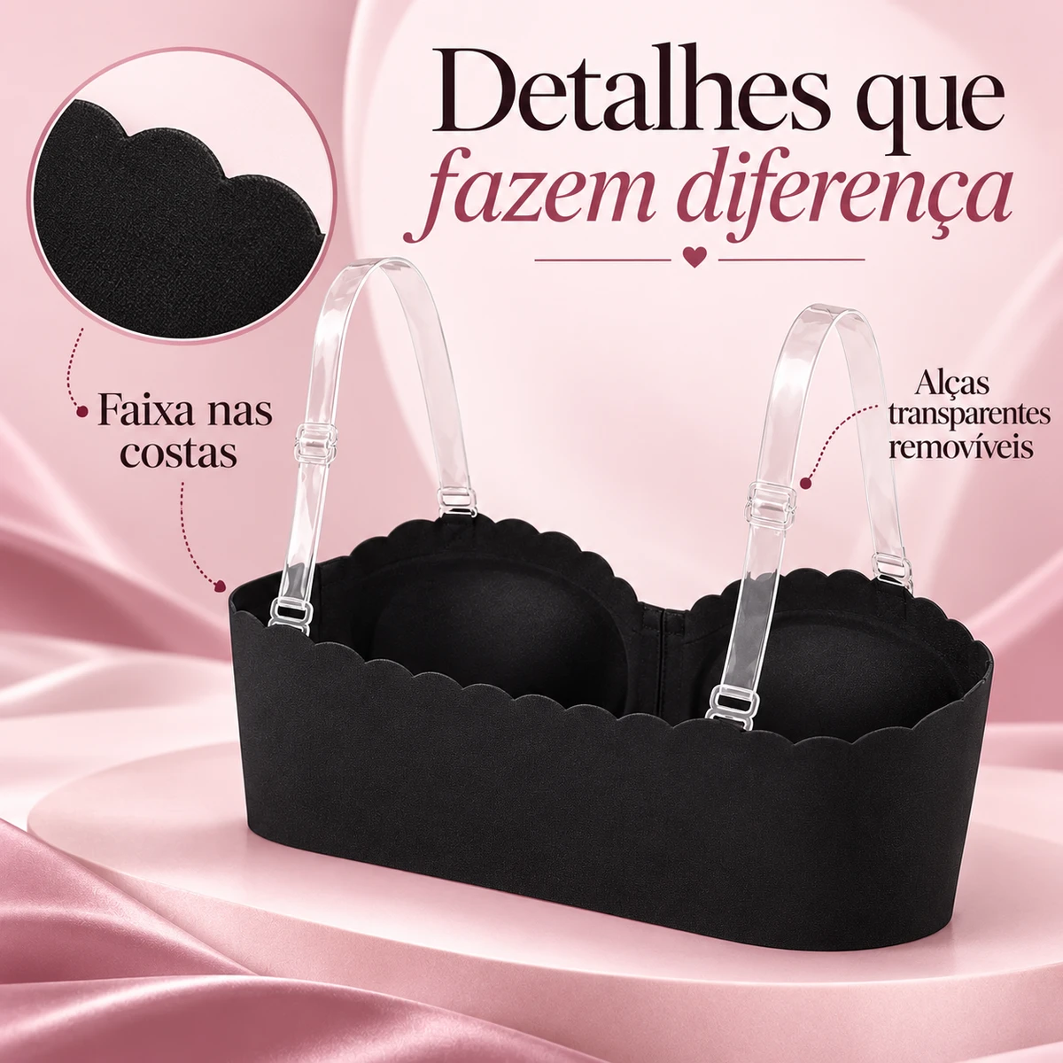 Detalhes de construção, materiais ou ajustes de Sutiã sem costura com fecho frontal